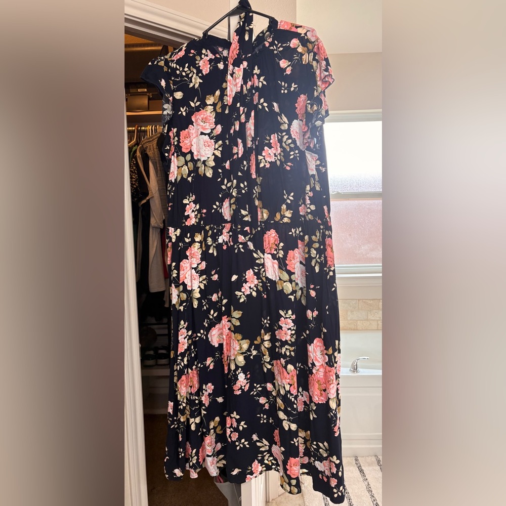 BloomChic Black Maxi Skirt with Pink Floral Print